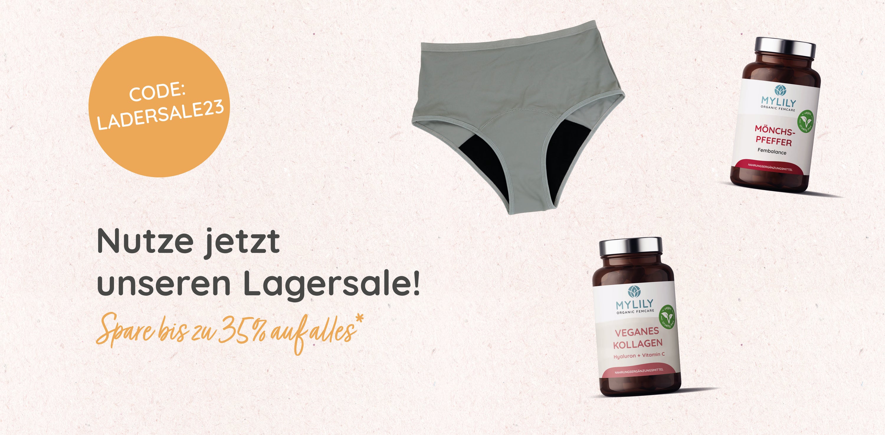 MYLILY Periodenunterwäsche, biozidfrei und nachhaltig. Vegan und gut verträgliche Nahrungsergänzungsmittel.