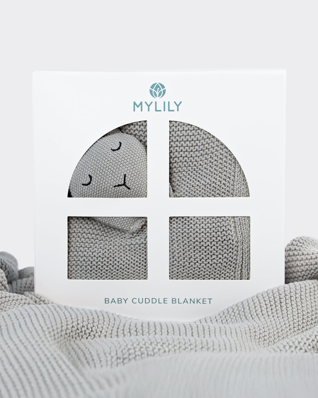 Baby Kuscheldecke mit Hasenkopf Grau