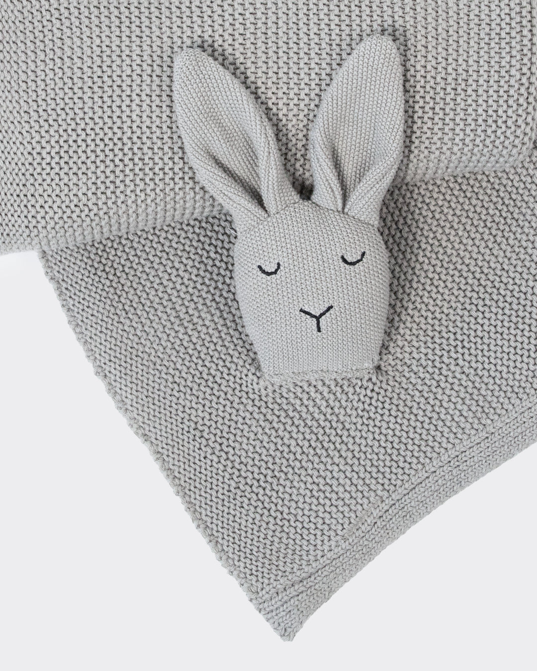 Baby Kuscheldecke mit Hasenkopf Grau