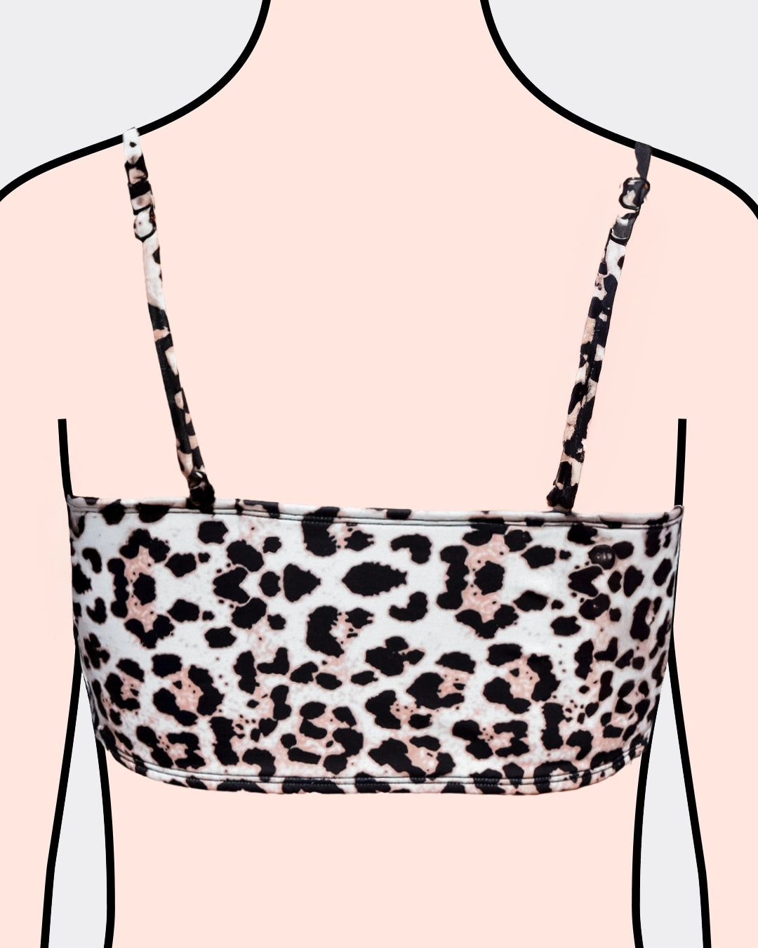 Rückenansicht von dem Teens Bikini Oberteil mit Leo-Print mit verstellbaren Trägern.