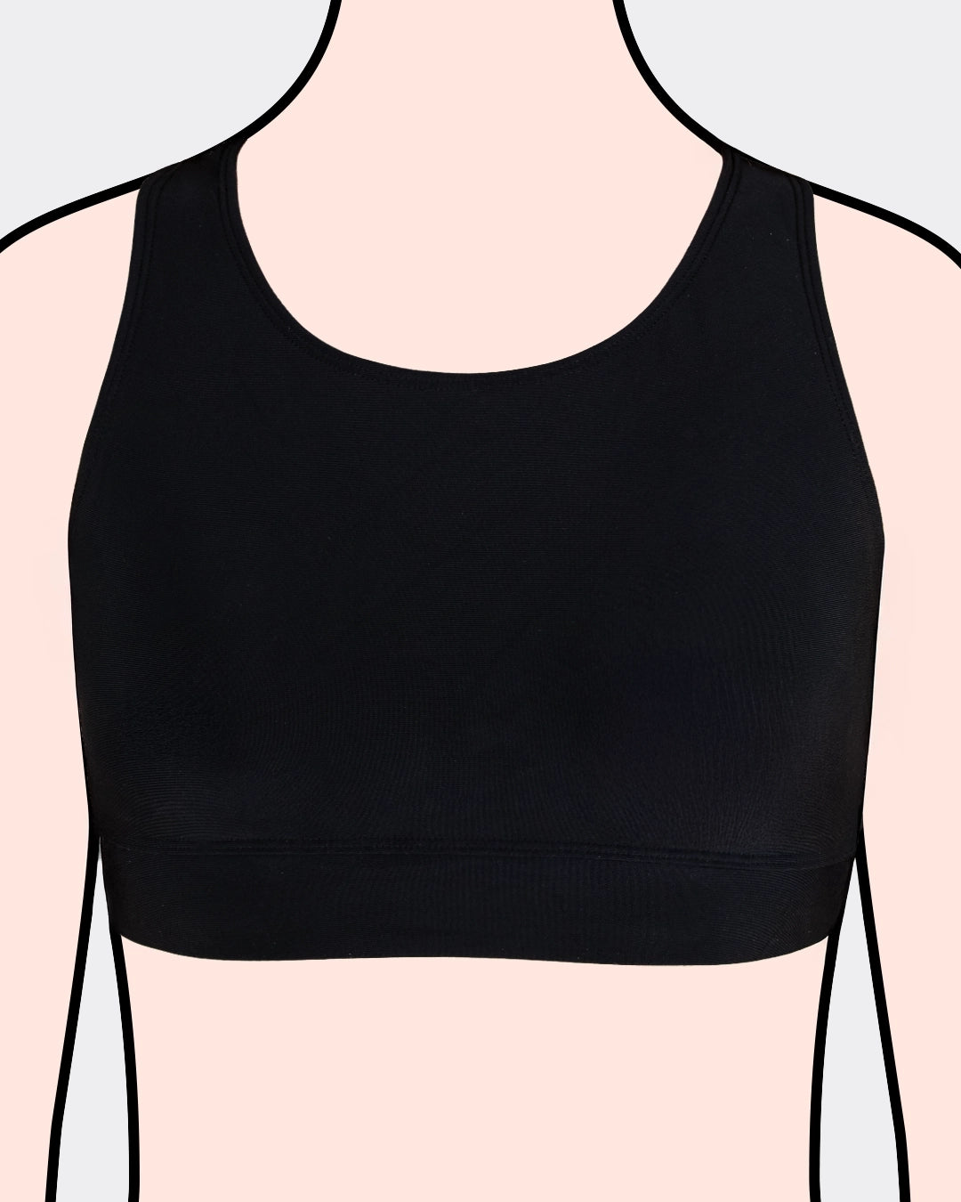 Teens Bikini Oberteil Bustier in schwarz auf gezeichnetem Model.