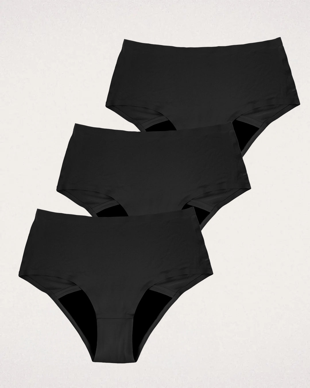MYLILY High Waist Menstruationsunterwäsche im 3er Sparset, in schwarz, für extra Komfort.