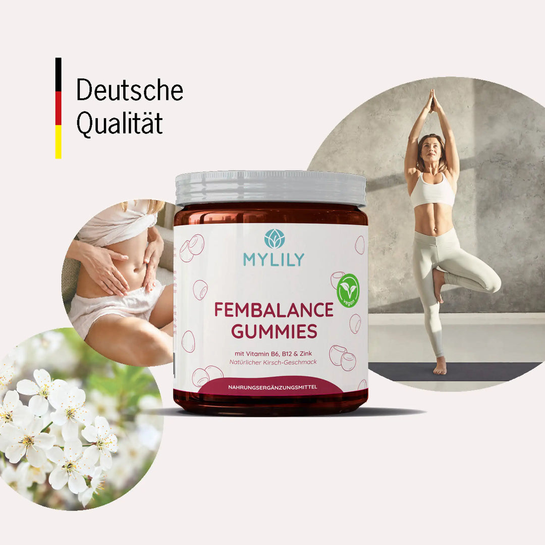 Nahrungsergänzung gegen PMS - Ausgeglichenheit, Deutsche Qualität für unsere Fembalance Gummies