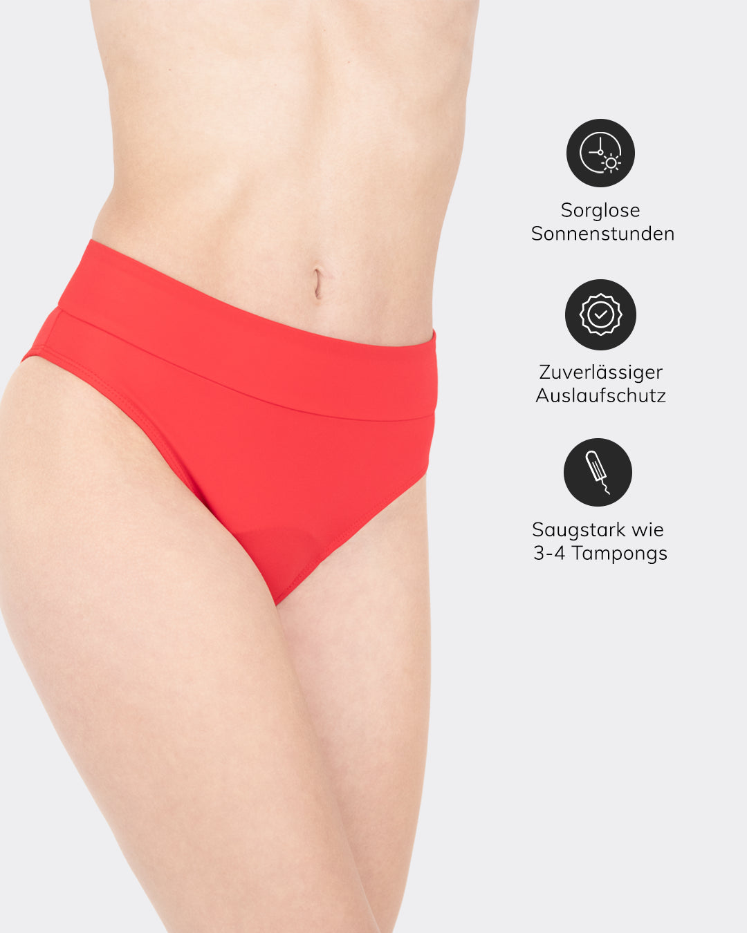 MYLILY Perioden Bikini Hose Basic Knallrot – Auslaufschutz, saugstark wie 3–4 Tampons