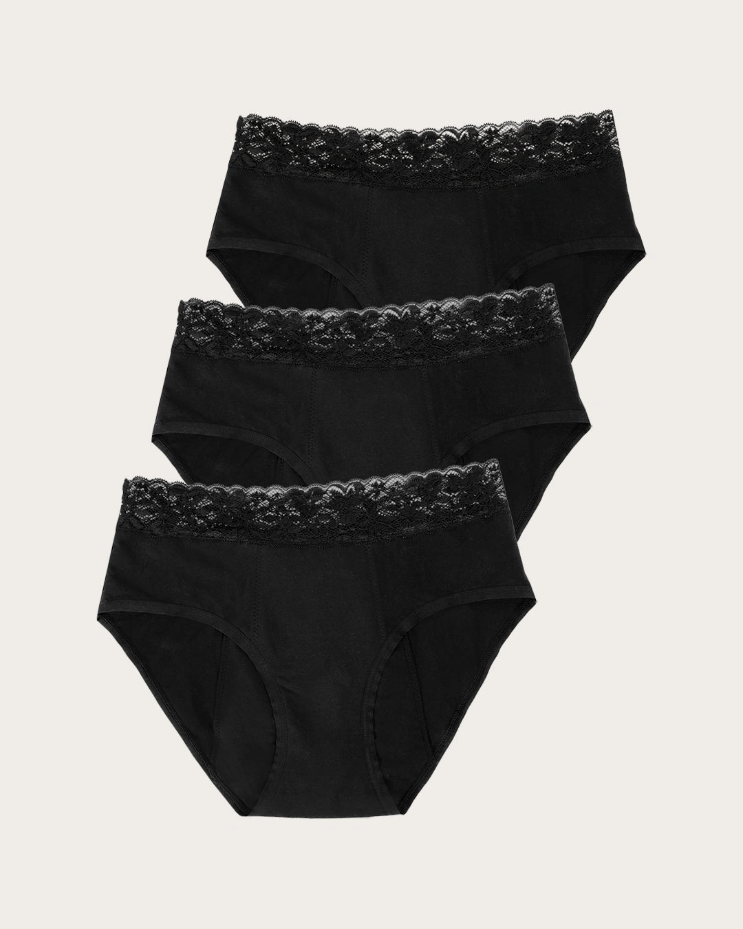 3er Set Periodenunterwäsche Hipster Strong in Schwarz