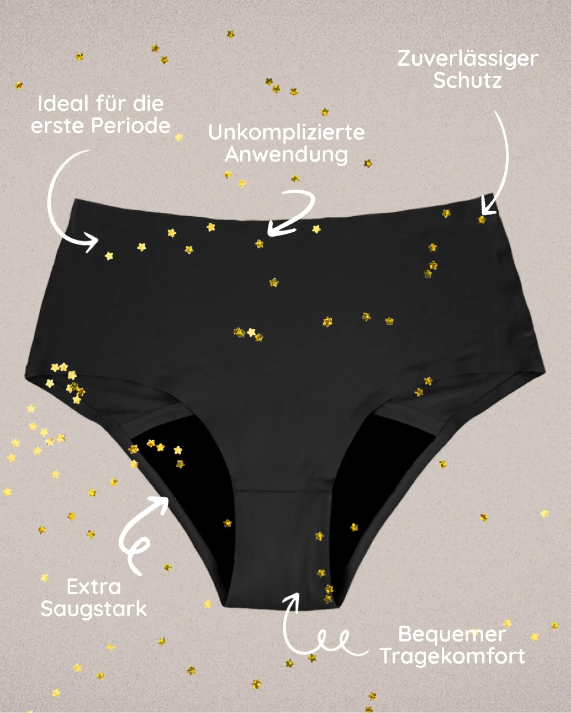 Die Vorteile der Menstruationsunterwäsche für Teens. Sie ist bequem, unkompliziert anwendbar, extra saugstark und ideal für die erste Periode.