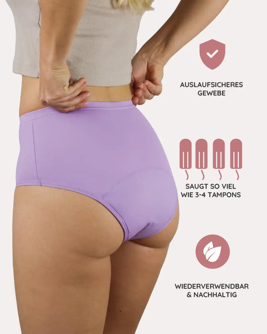 MYLILY Organic Femcare Vorteile der Menstruationsunterwäsche für Teens, auslaufsicher, zuverlässig und bequem, bedeckt den Po