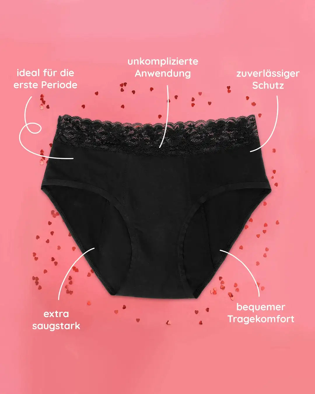 Abbildung: Für die Menstruation von Mädchen. Mit sicherem Auslaufschutz, Biozidfreie Menstruationsunterwäsche, bequem.