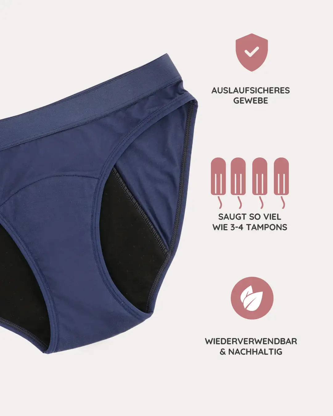 Der MYLILY Periodenslip saugt so viel Blut wie 4 Tampons und ist wiederverwendbar.