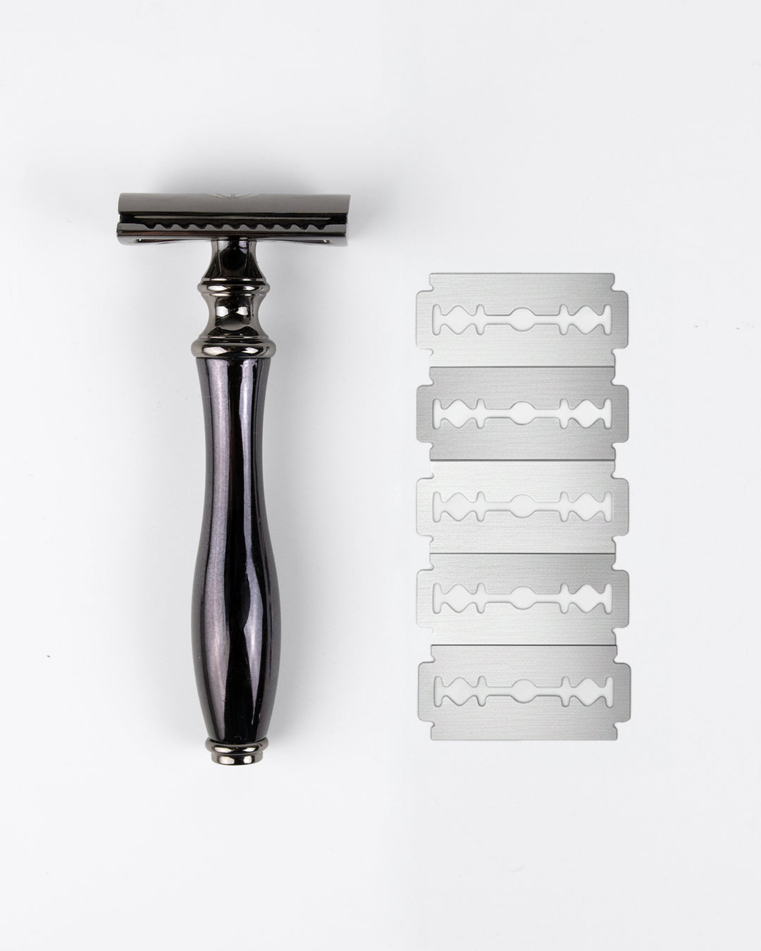 Der elegante Edelharz Rasierhobel in schwarz. Schnelle, unkomplizierte Rasur für Frauen und Männer.