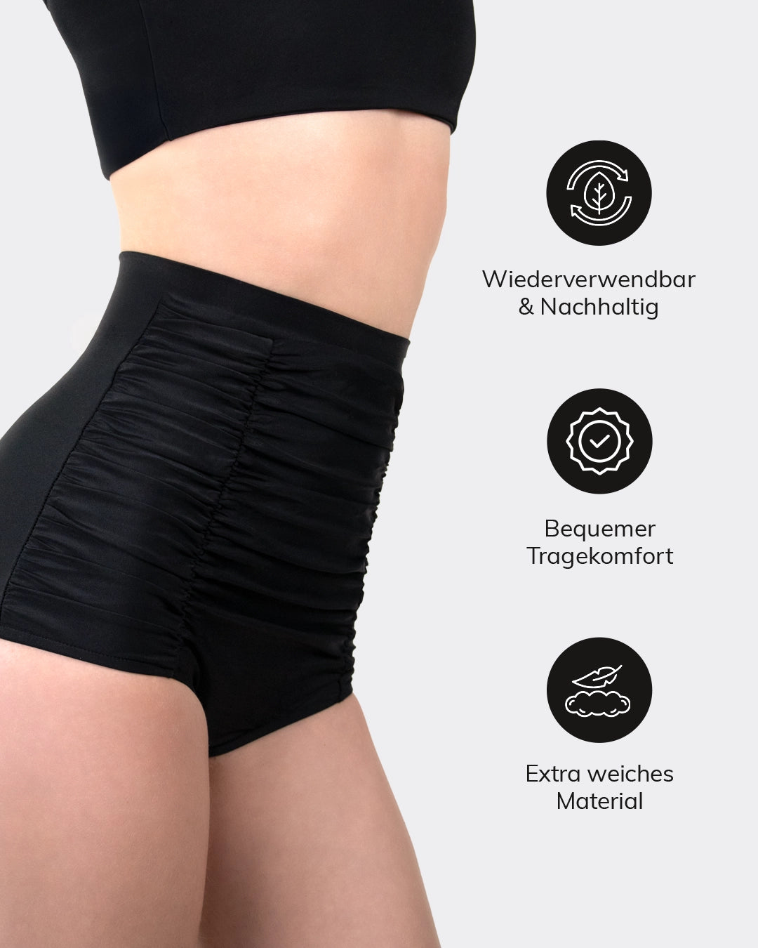 Schwarze Bikini-Hose von MYLILY im klassischen Shapewear-Design, figurformend und enganliegend geschnitten.