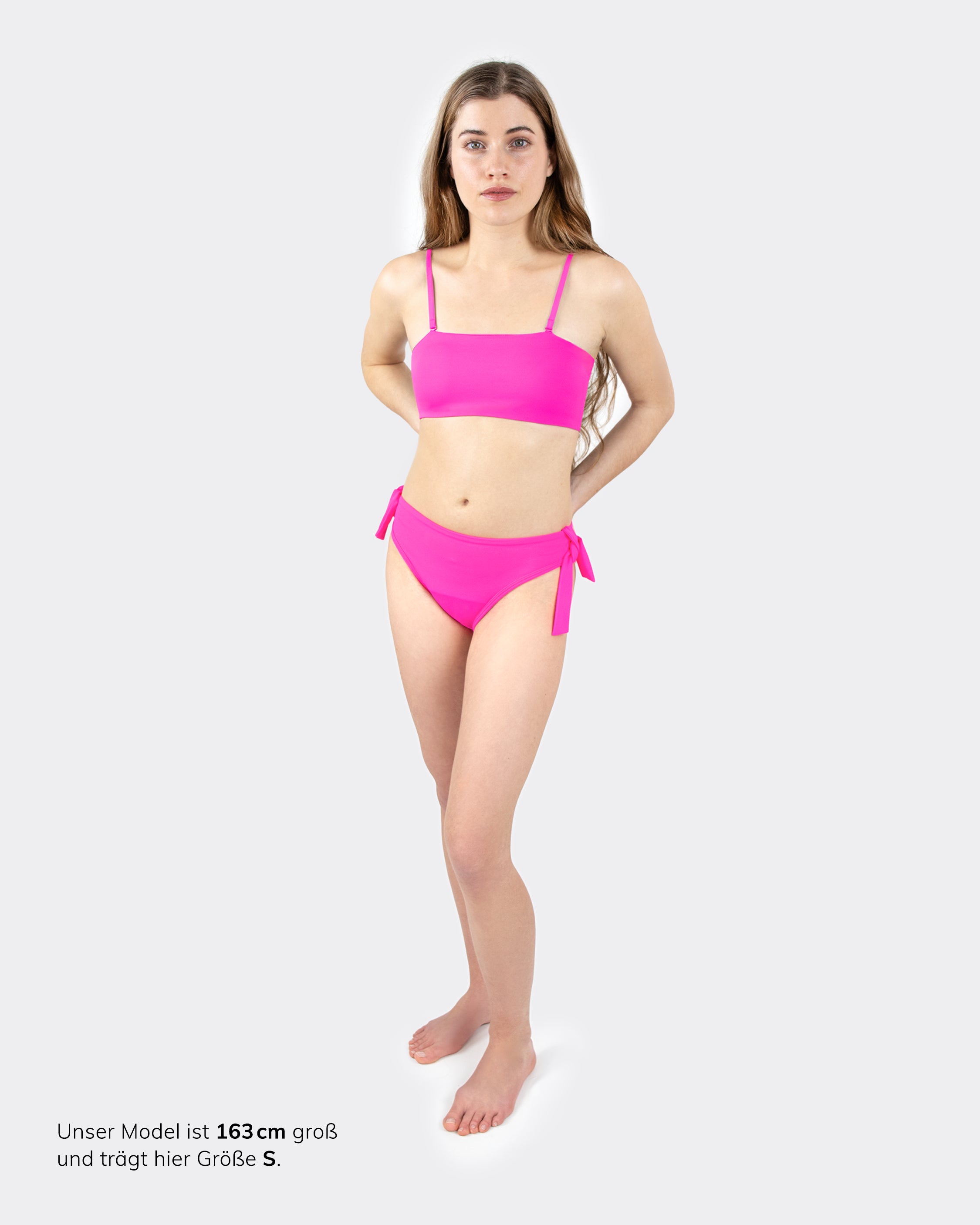MYLILY Teens Perioden Bikini Set Pink mit Seitenknoten – Ganzkörperansicht, Größe S