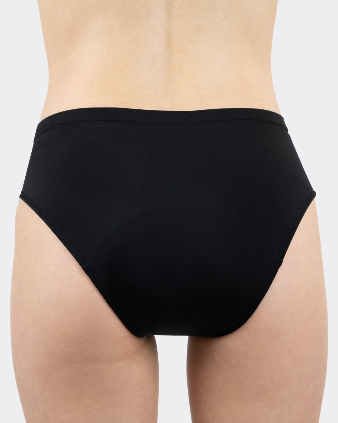 MYLILY Teens Perioden Bikini Hose Sportiv Schwarz – Rückenansicht, sportiver High-Waist-Schnitt