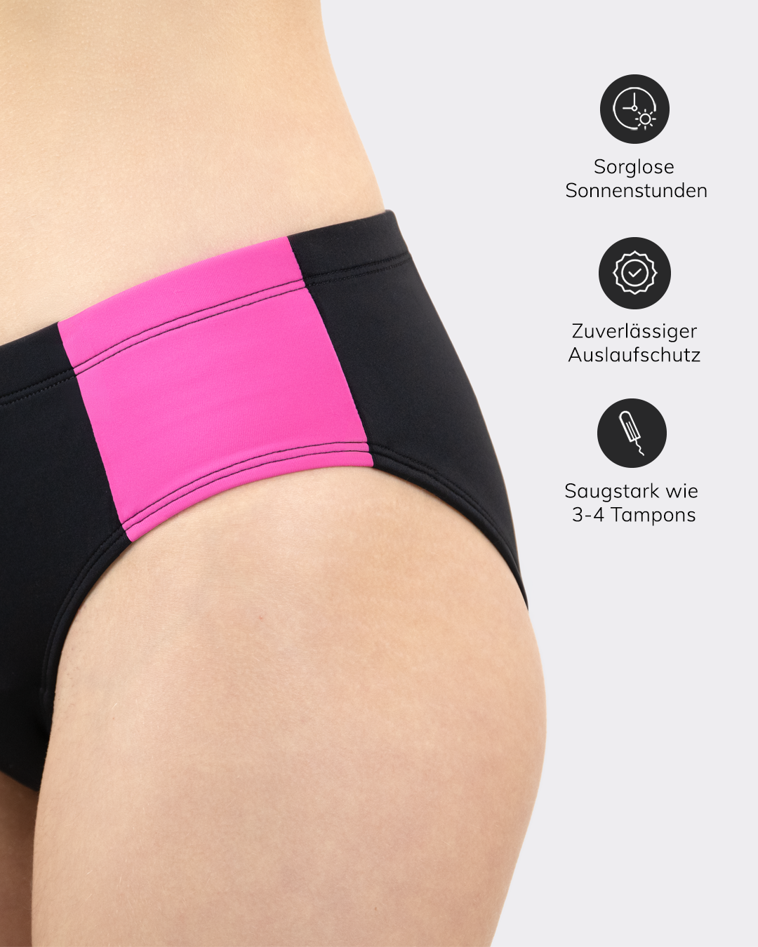 YLILY Teens Perioden Bikini Hose Sportiv Colorblock Pink-Schwarz – zuverlässiger Auslaufschutz