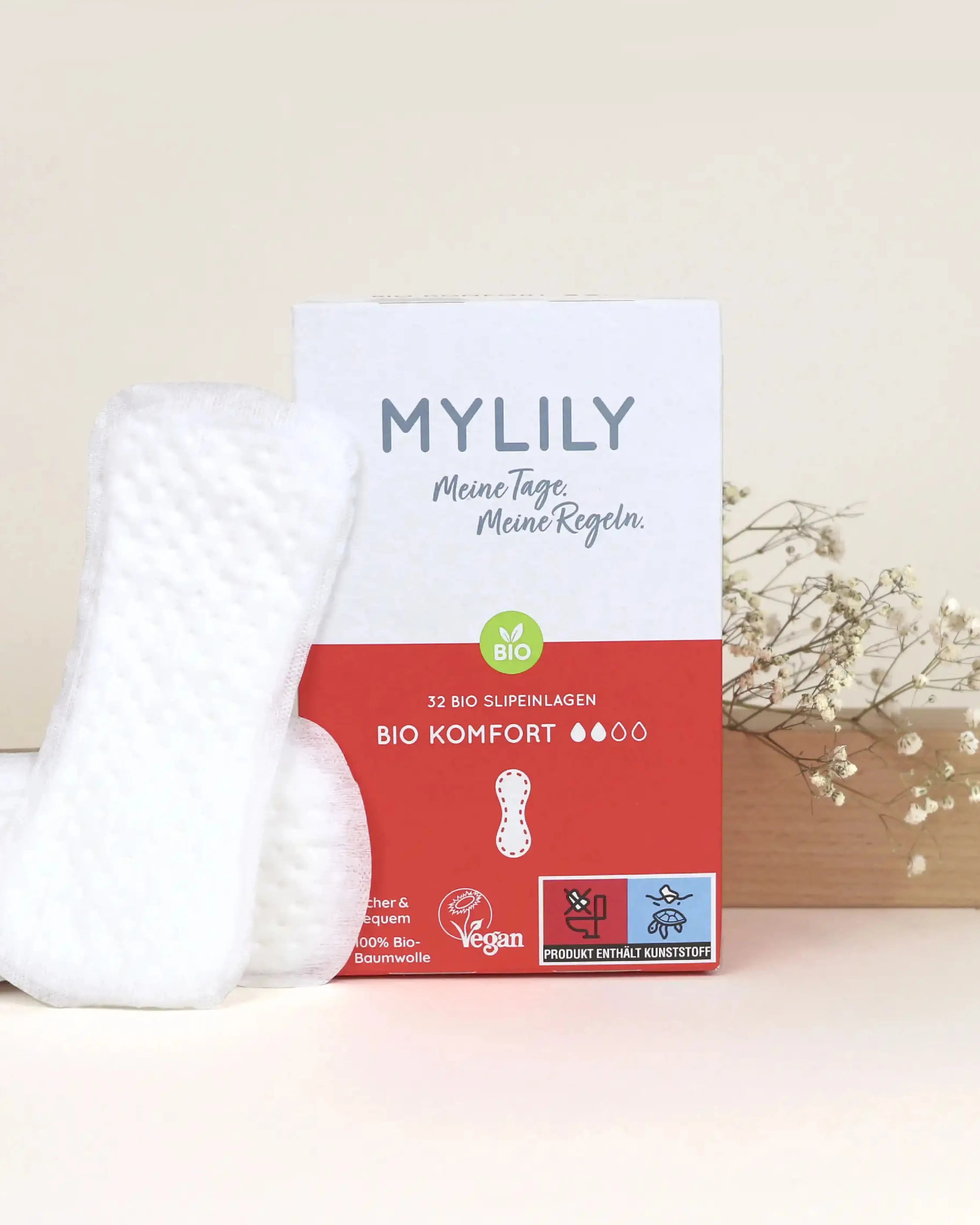 Die Bio Slipeinlagen beinhalten 32 Einlagen pro Packung und sind besonders saugstark. Aus 100% Bio Baumwolle.