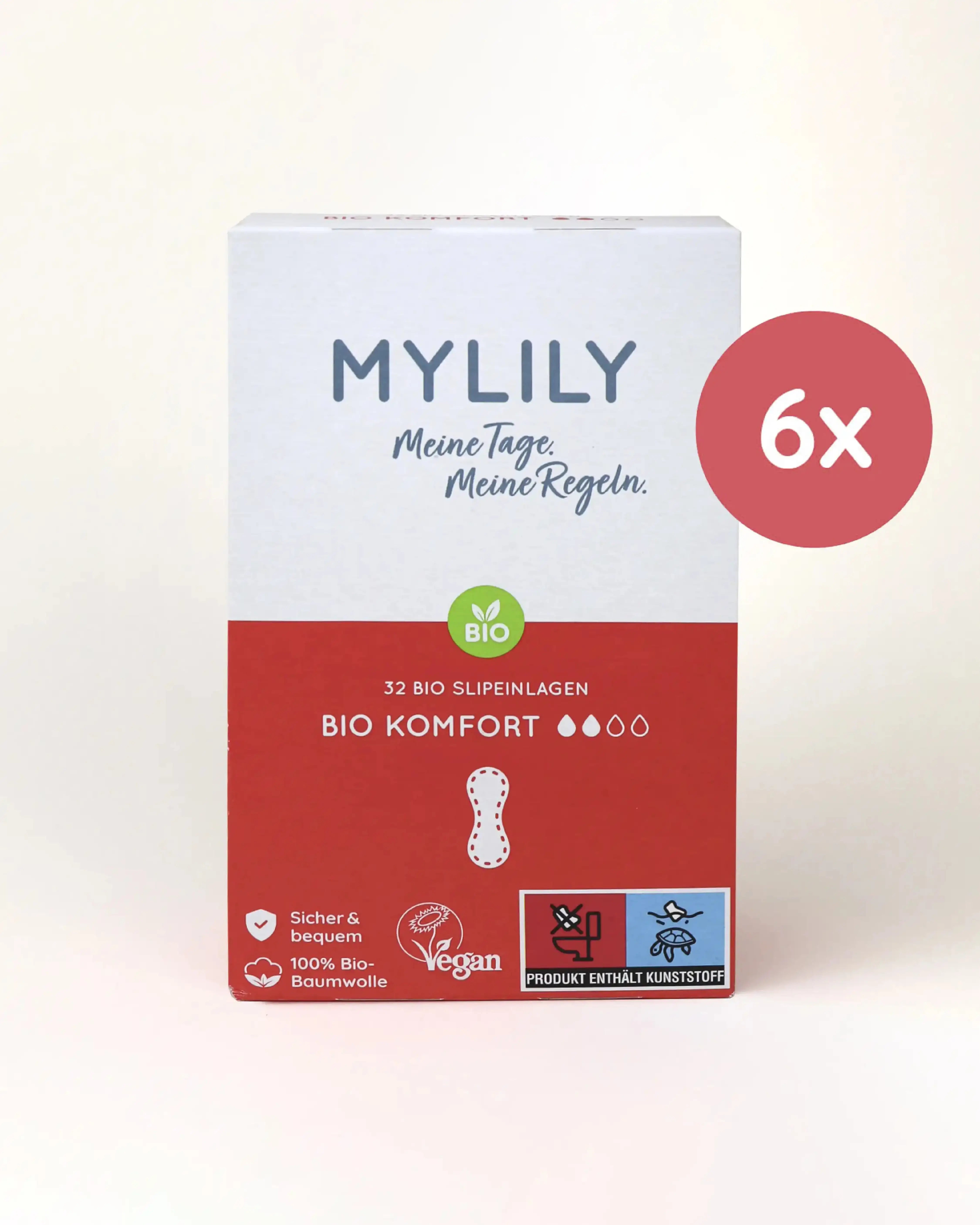 Jetzt sparen mit dem MYLILY 6er Vorratspack an Bio Slipeinlagen. Bei Zervixschleim oder leichtem Ausfluss.