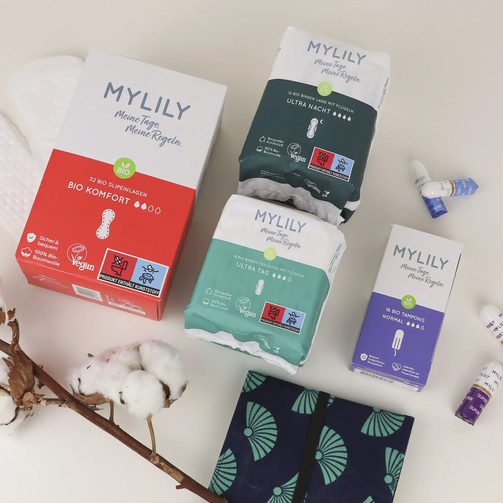Das Bio Starter Kit von MYLILY. Teste unsere verschiedenen Periodenprodukte.