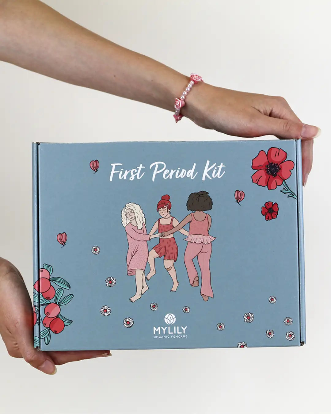 Box als sanfter Einstieg in deine erste Regelblutung. Mit Aufklärungsmagazin. Für junge Mädchen und Teenies.
