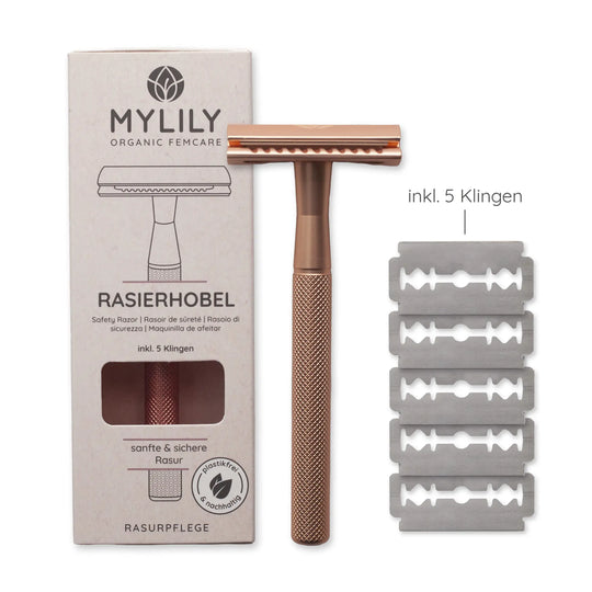 Der MYLILY safety razor für eine sanfte und sichere Rasur in der Farbe Rosegold.