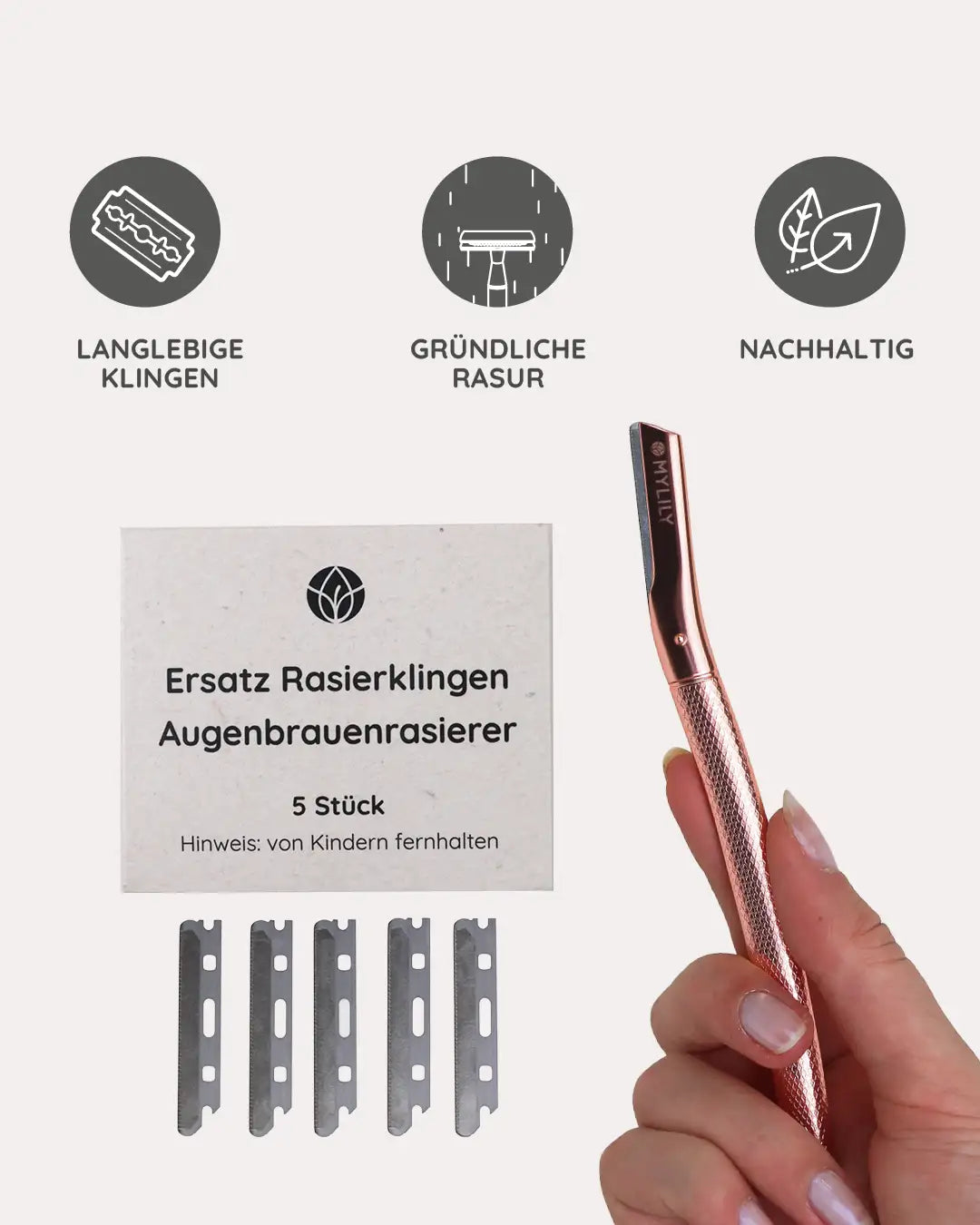 Nachhaltiger Rasierer für Haarentfernung im Gesicht. Plastikfrei inklusive Ersatz Rasierklingen.