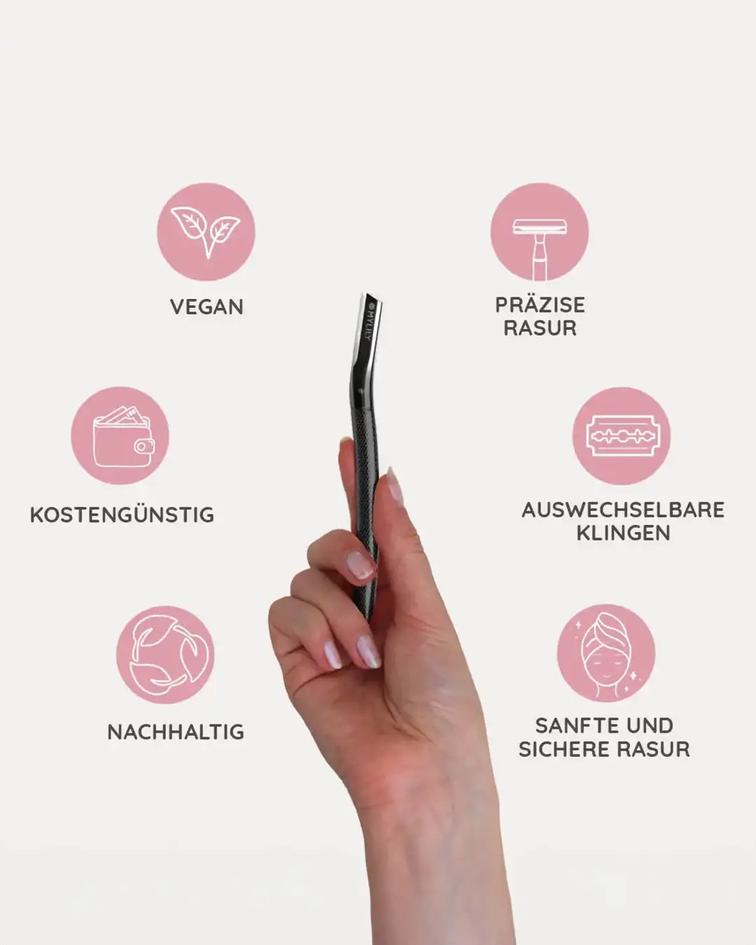 Vorteile: präzise Rasur, kostengünstig, nachhaltig, sanfte und präzise Rasur.