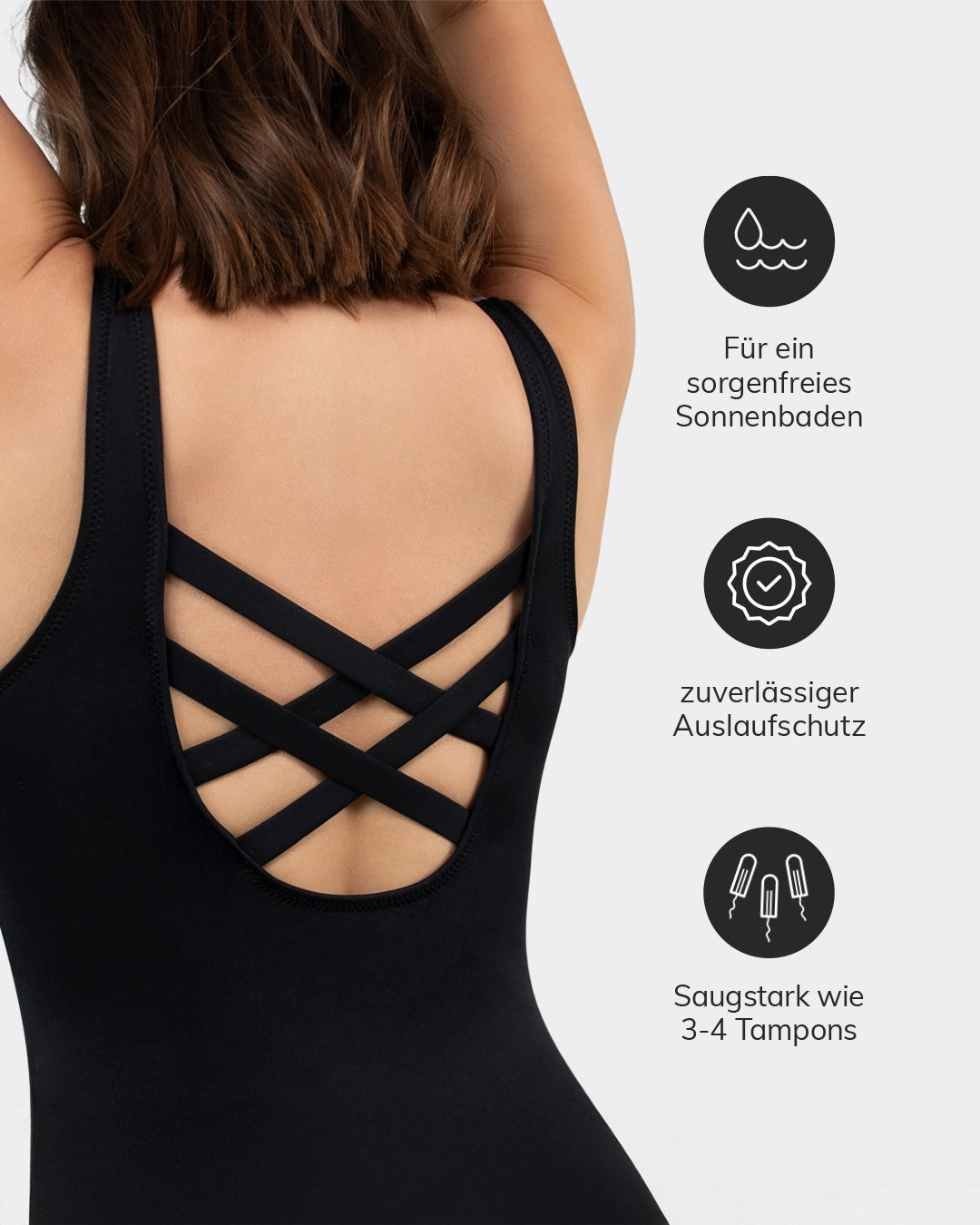 Der Teens Perioden Badeanzug Racerback kann bis zu 30 ml Flüssigkeit aufnehmen.