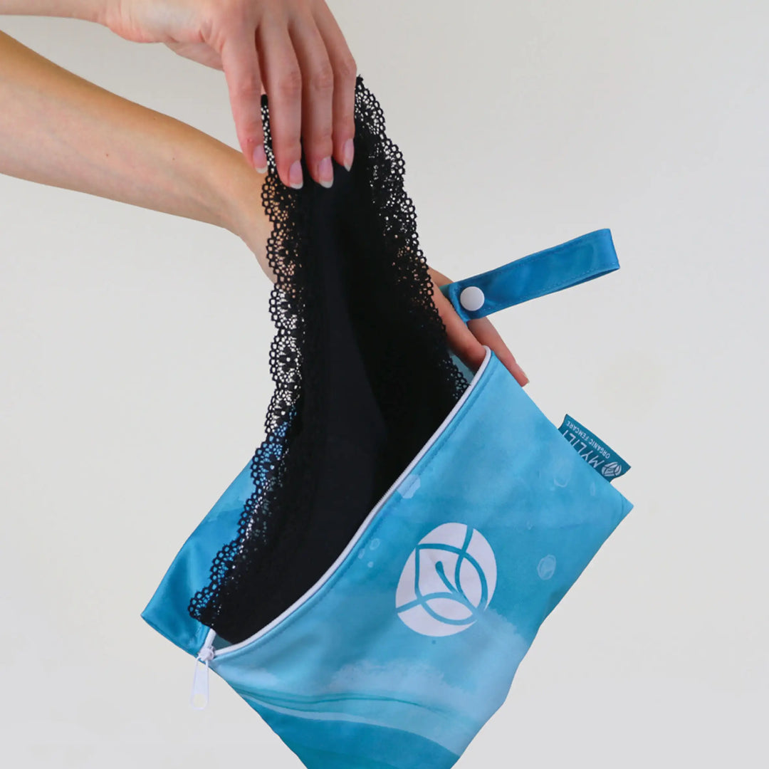 Die Wetbag ist super geeignet für Periodenunterwäsche und Schwimmsachen. Auch super praktisch für Teens 