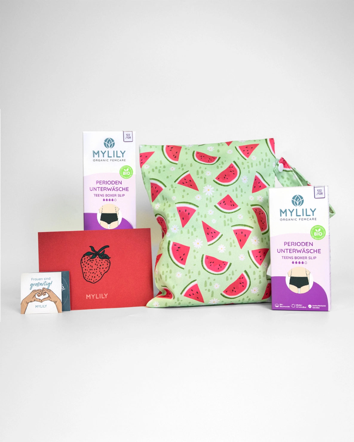 MYLILY Periodenunterwäsche-Set mit Wetbag, Perioden-Slips für Teens, Karte und Sticker