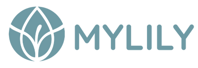Logo von MYLILY mit türkisem Kreis mit Lilie 
