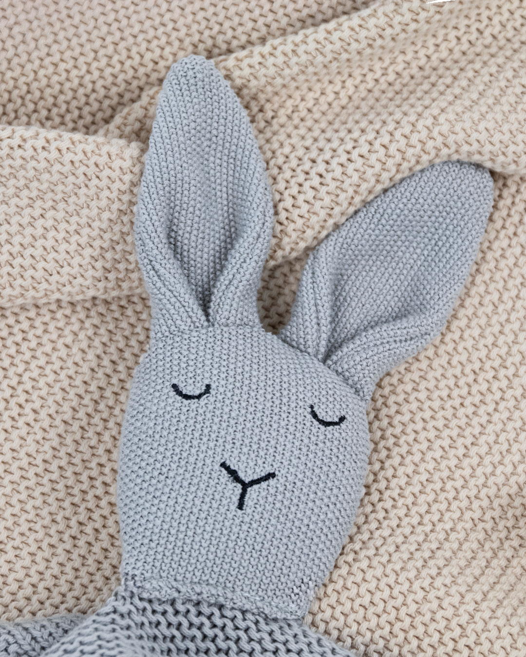 Baby Kuscheldecke mit Hasenkopf Grau