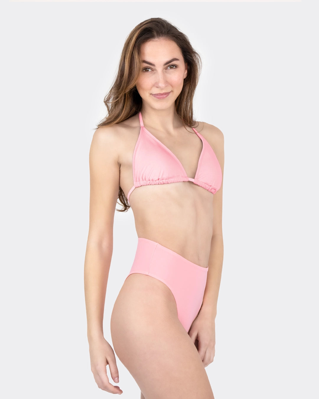 Rosafarbene Brazilian Bikinihose Highwaist Seitenansicht, periodengerechtes Bikini-Unterteil – mylily