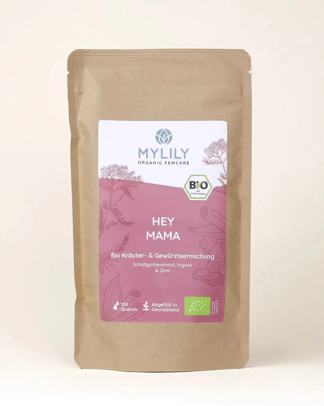 Unser Hey Mama Tee mit Schafgarbenkraut für deine Erholung im Wochenbett. Genießt die Zeit zusammen, denn Entspannung nach der Geburt ist super wichtig.