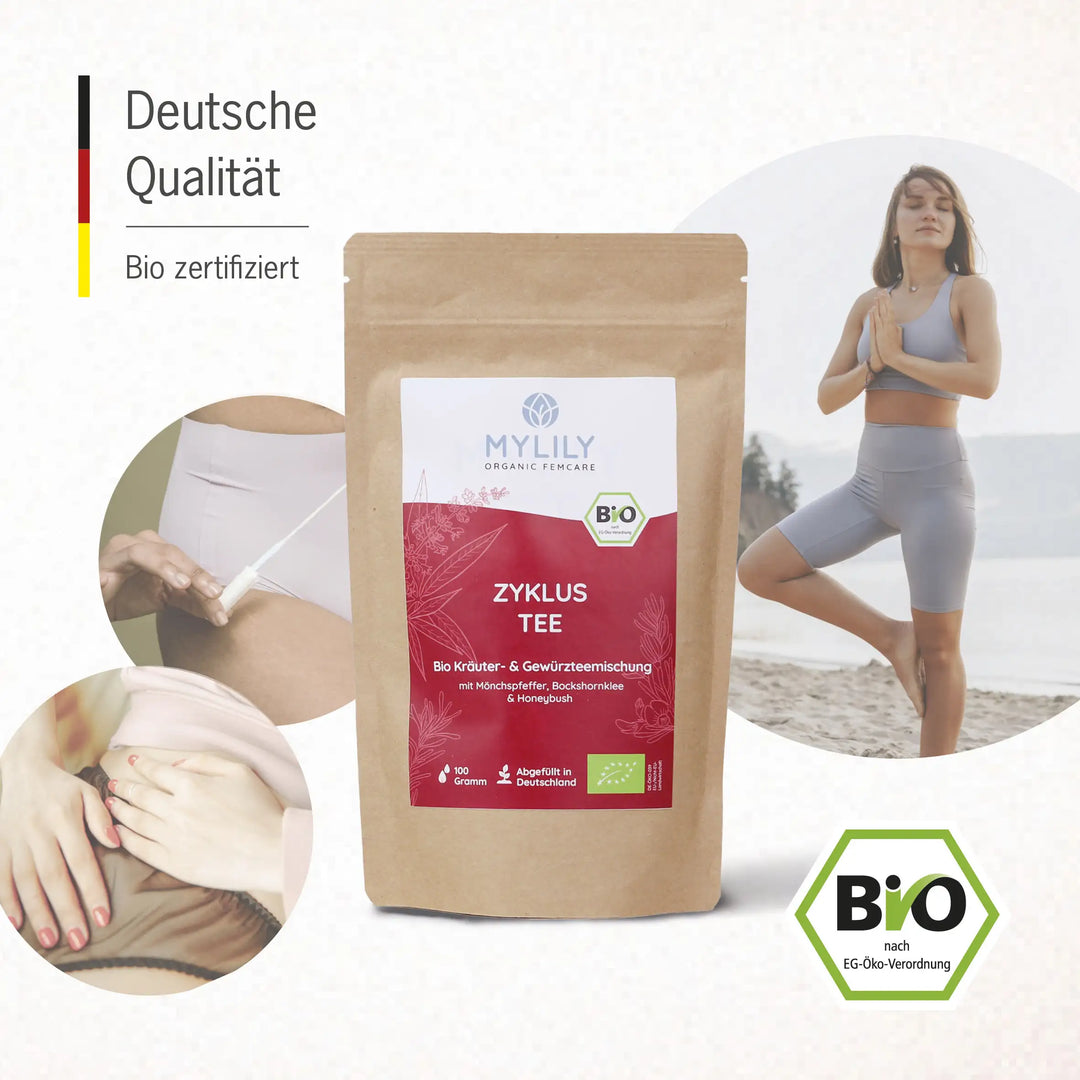 Der Hormongleichgewicht Tee ist aus hochqualitativen Zutaten in Deutschland angefertigt. Jetzt sogar Bio zertifiziert nach EG-Öko-Verordnung.