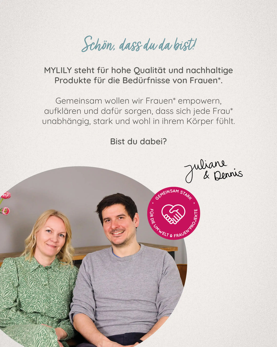 Wir sind MYLILY organic femcare und verkaufen nachhaltige Periodenprodukte für Frauen in allen Lebensphasen #farbe_schwarz