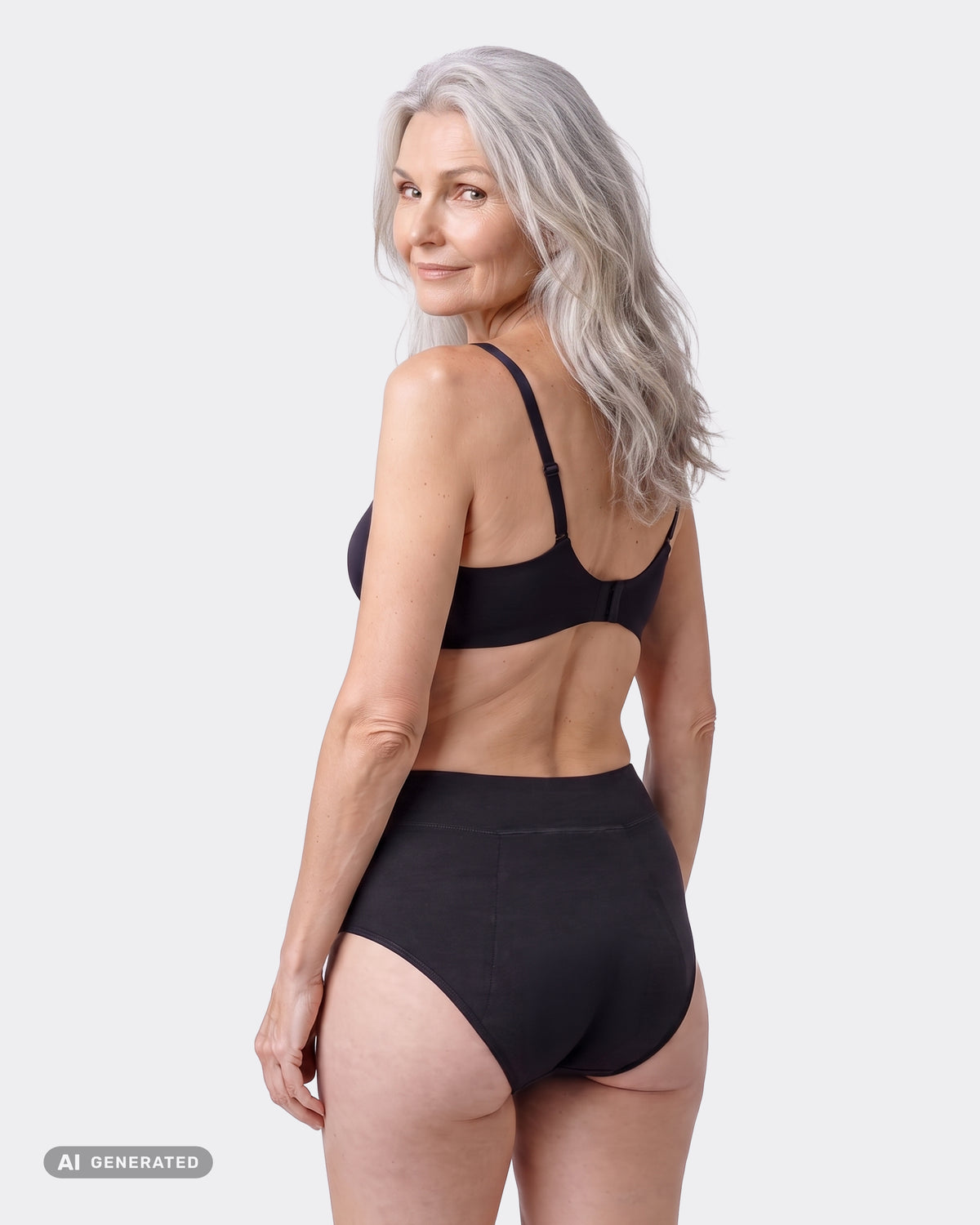 Mylily Inkontinenz Slip schwarz Rückenansicht – diskrete Schutzunterwäsche für Damen ab 50