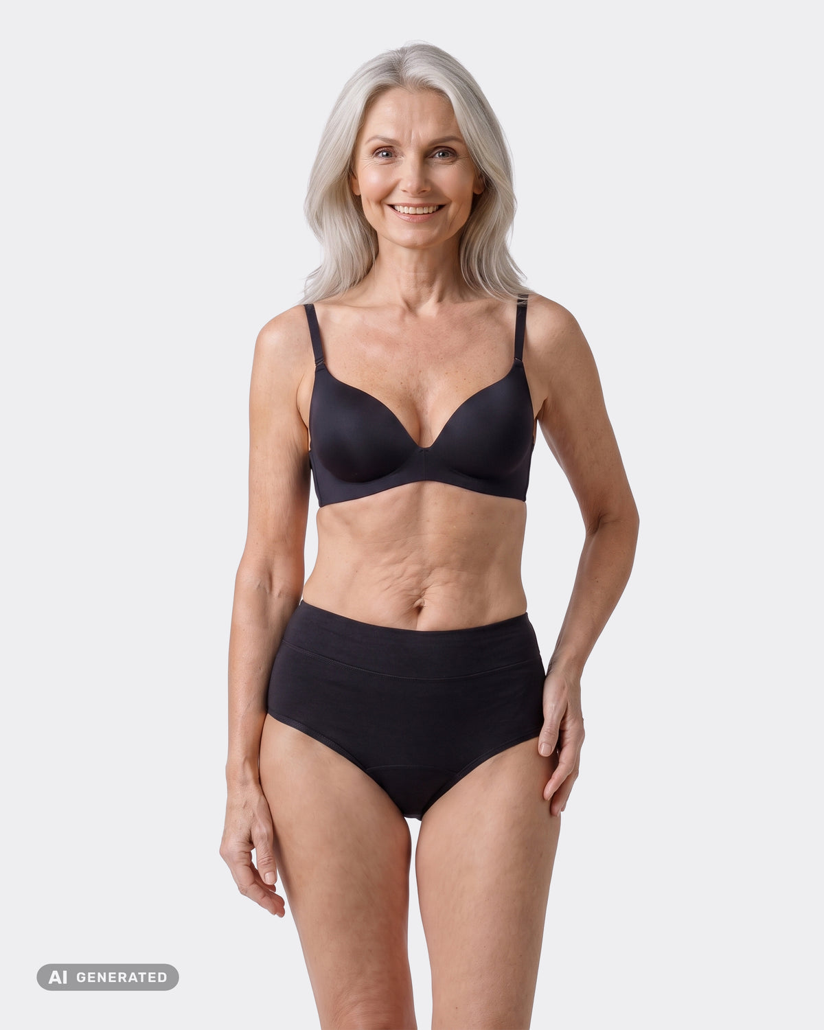 Mylily Inkontinenz Unterwäsche schwarz – High-Waist Slip für Damen bei Blasenschwäche, Frontalansicht