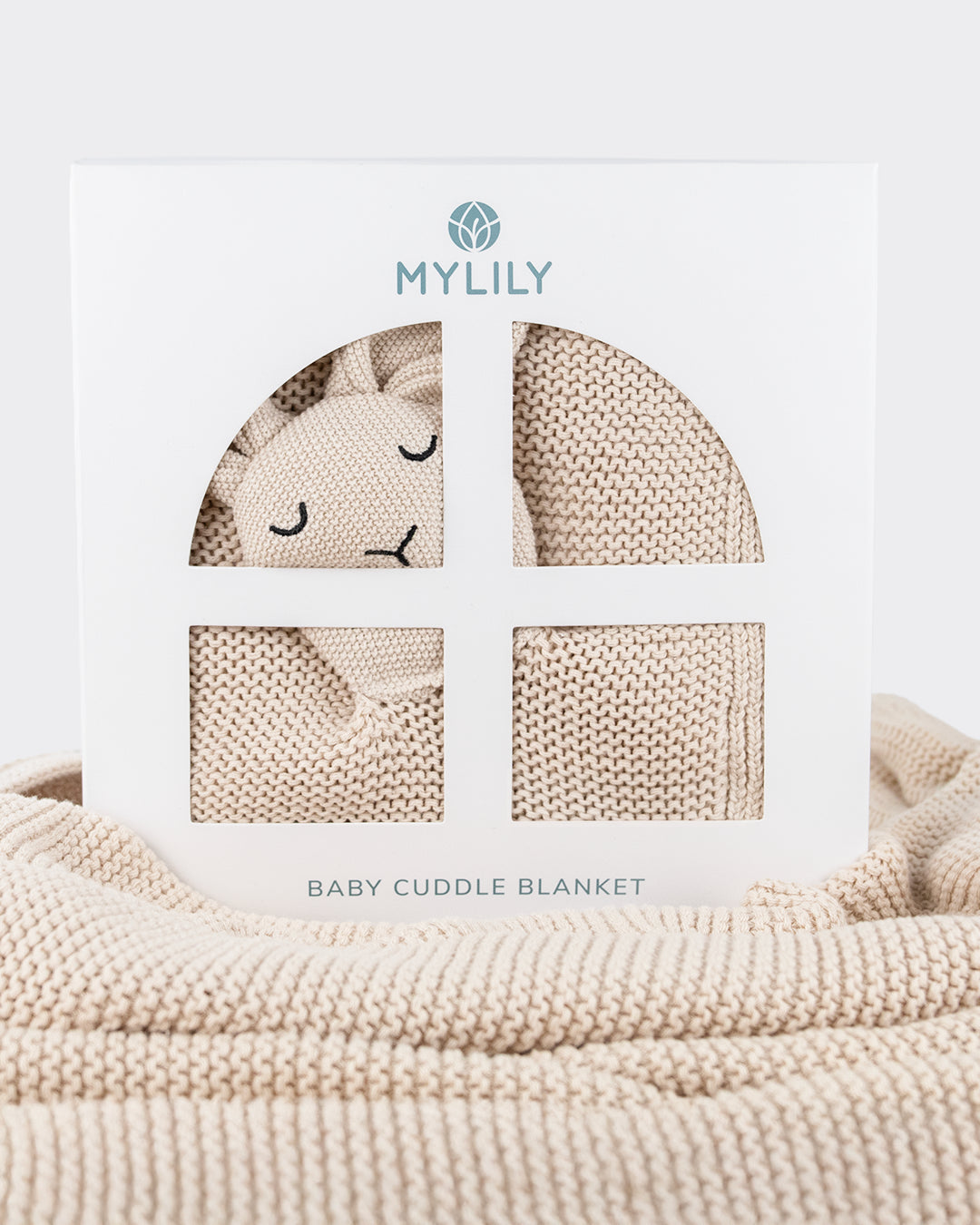 Baby Kuscheldecke mit Hasenkopf Beige