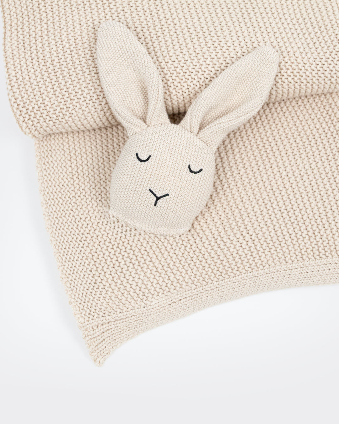 Baby Kuscheldecke mit Hasenkopf Beige
