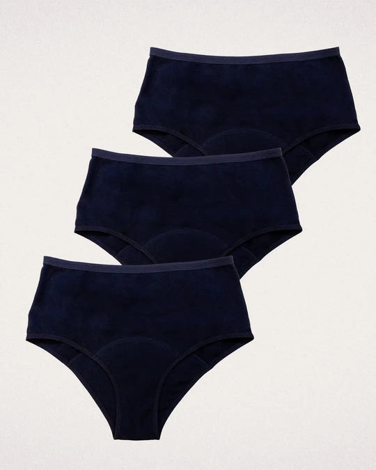 MYLILY High Waist Menstruationsunterwäsche im 3er Sparset, in schwarz, für extra Komfort.