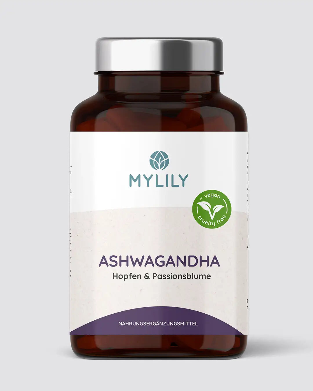 Die MYLILY Organic Femcare Ashwagandha-Kapseln mit L-Tryptophan und Bio Passionsblume.