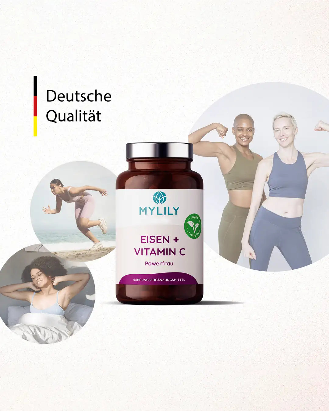 Powerfrau mit Eisen und Vitamin C: In Deutschland produziert, unterstützt die Frauengesundheit.