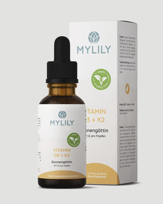 MYLILY Veganes Vitamin D3 und K2: Immunsystem-Booster, ideal für die dunkle Jahreszeit.