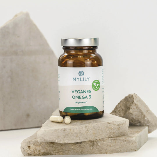Veganes Omega 3 als Nahrungsergänzung von MYLILY für Gehirnleistung und Sehkraft Vegan & hergestellt in Deutschland