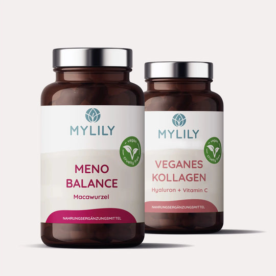 Anti aging supplements: Meno Balance und veganes Kollagen für das Wechselwunder - die Wechseljahre, vegane Supplements für gesunde Haut und Körper