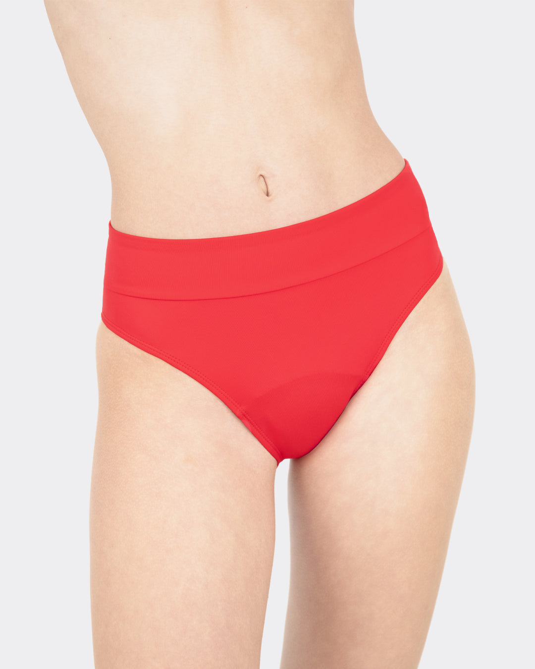 MYLILY Perioden Bikini Hose Basic Knallrot – Detailansicht High-Waist-Schnitt mit Komfortbund