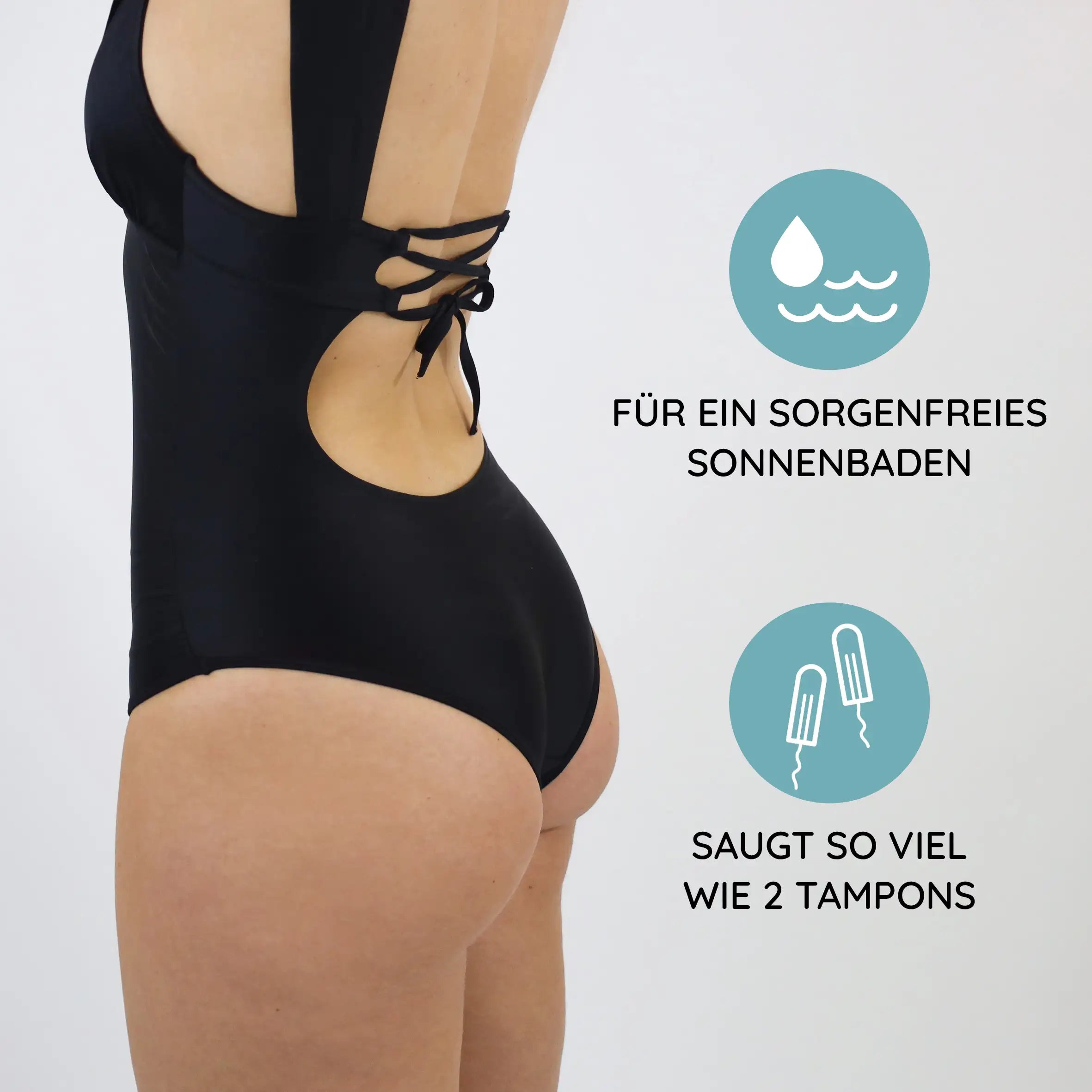 Für ein sorgenfreies Sonnenbaden mit einer Saugkraft von zwei Tampons