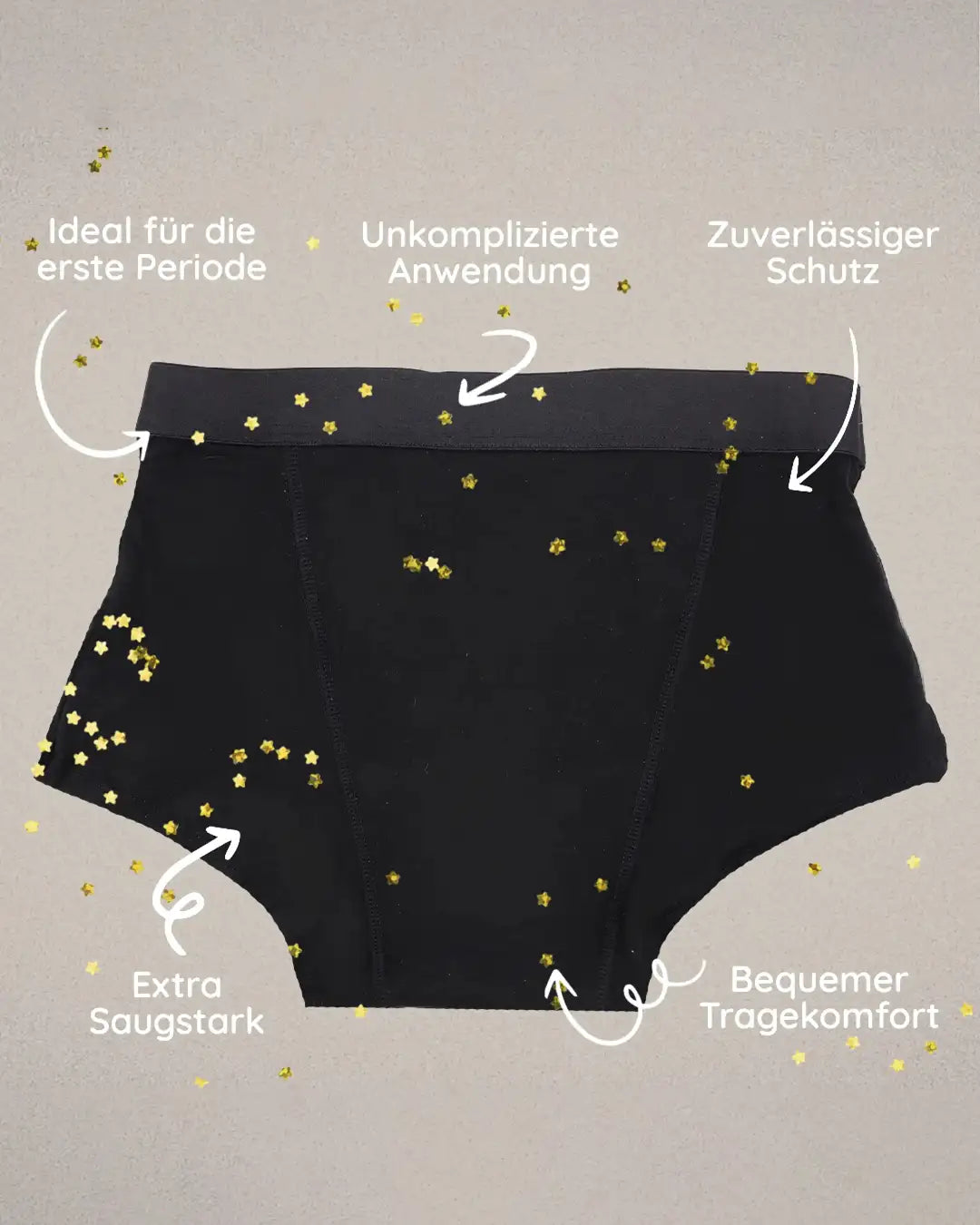 Der Boxer Slip ist ideal als Vorbereitung auf die erste Periode mit  dem optimalen Tragekomfort. #farbe_schwarz