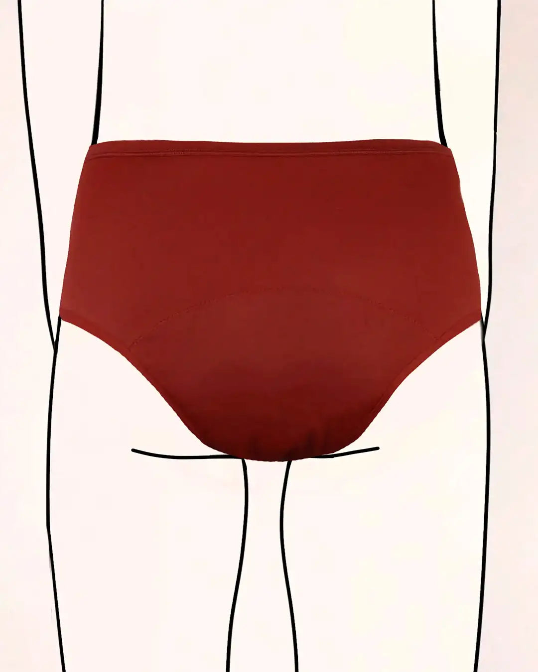 Hintere Ansicht des High Waist unserer Periodenunterwäsche für Teenager. Für die Menstruation von Mädchen. Mit sicherem Auslaufschutz, Biozidfreie Menstruationsunterwäsche #farbe_hagebutte