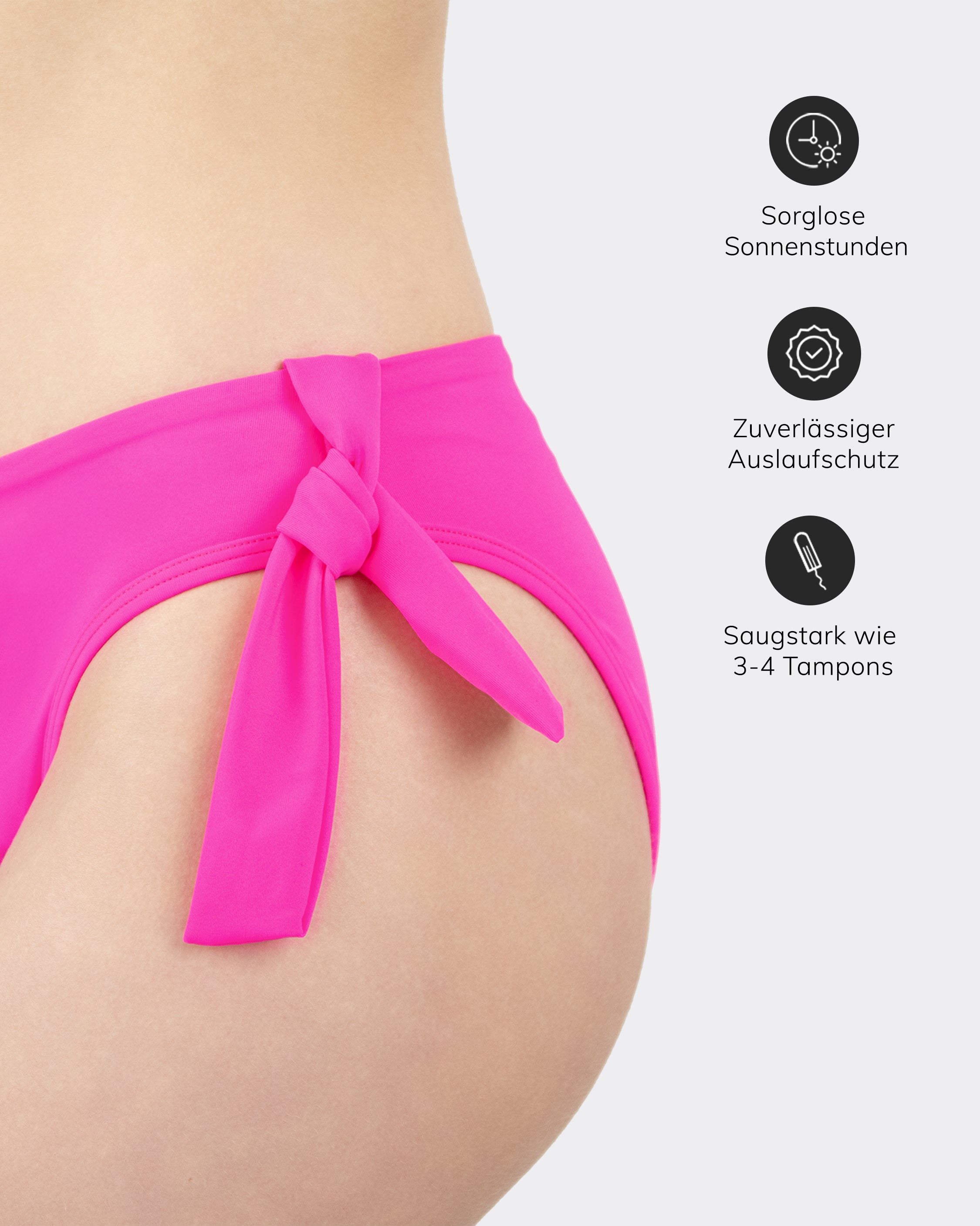 MYLILY Teens Perioden Bikini Hose Pink mit Knoten – Auslaufschutz, saugstark wie 3–4 Tampons