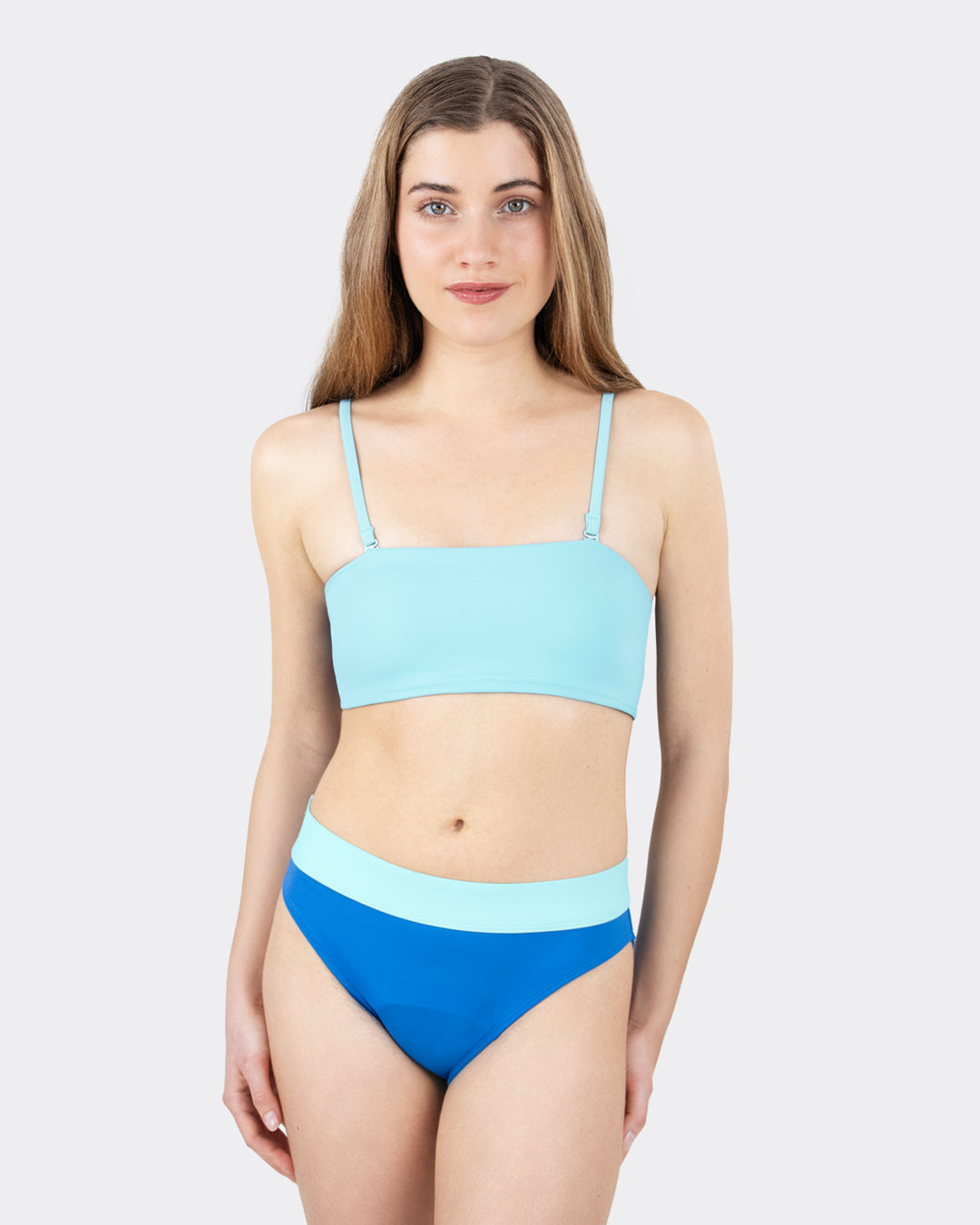 MYLILY Teens Bikini Set Royalblau-Mint – Perioden Bikini Hose mit passendem Oberteil